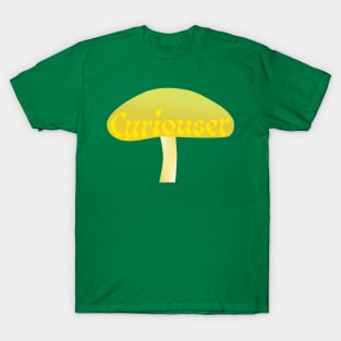 Curiouser Yellow Mushroom from Alice in Wonderland - Green T-Shirt